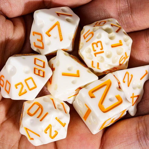 Cheese Dice DND Dice Set - 7PCS White Polyhedral Dice for Dungeons and Dragons Tabletop Role Playing Games