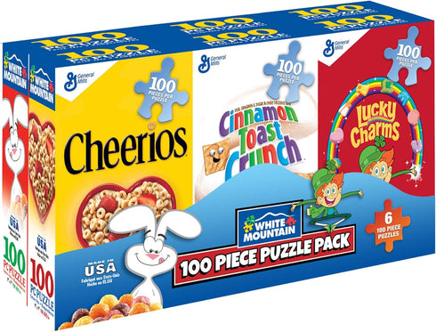 White Mountain Puzzles Mini Cereal Boxes - 100 Piece Puzzles, Six Pack of Puzzles