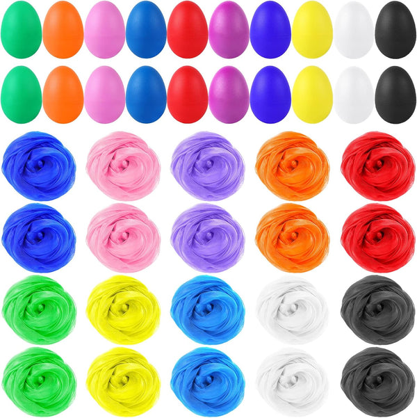 Augshy 20Pcs Egg Shakers Musical Instruments, 20 Pcs Dance Scarves for Kids Music Learning