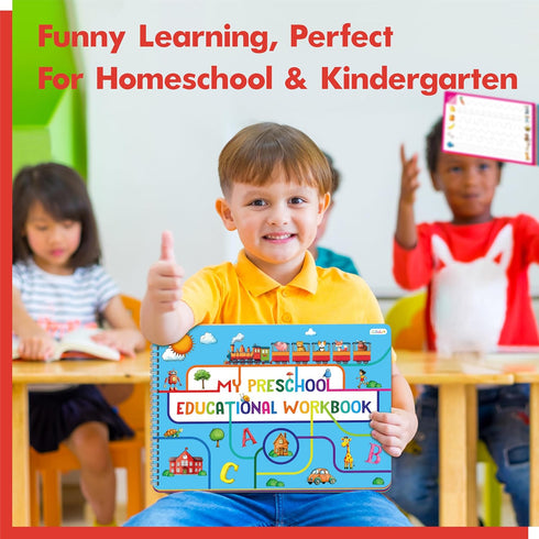 Gethelud 40 3-5 Handwriting Practice Book, Pages Dry Erase Preschool Workbook Montessori Learning Toy Educational Tool