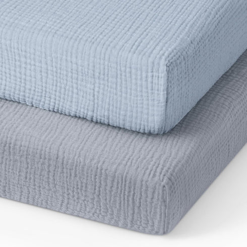 Blissful Diary Muslin Mini Crib Sheets, Pack and Play Mattress Sheets Fitted