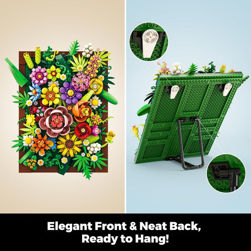 Set (1067 Pretty Spring Flower Sea Bouquet Building for Adults - Botanicals Building Kit Gifts for Valentine's