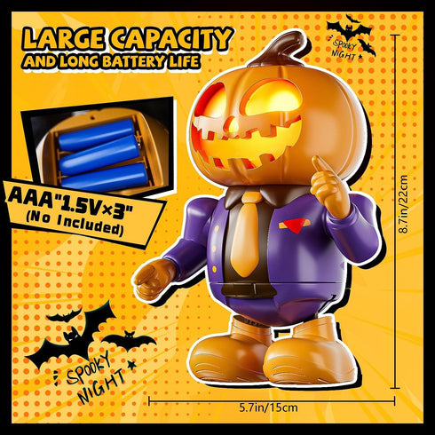 3-7, Halloween Themed Toys, Pumpkin Dancing Robot Plays Spooky Music and Lights Up Eyes, Fun Interactive Sensory Toy