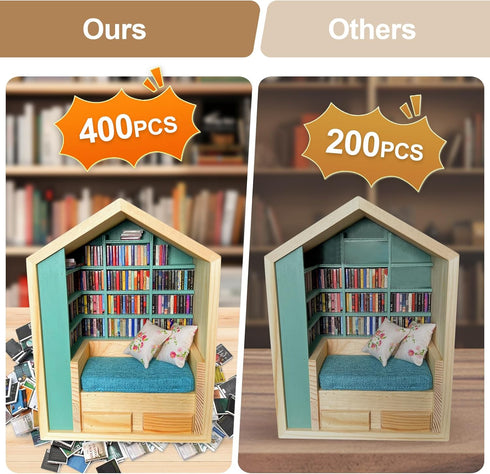 Wanheart 400 Pcs Mini Books-Anxiety Bookshelf,Mini Bookstore,Shake Off Your Anxiety,Office Decor Mini