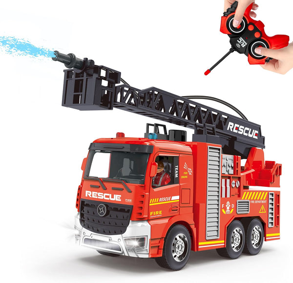 MQDMINI Remote Control Fire Truck Toy - Fireman Fire Truck with Jet Pump