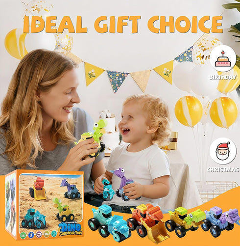 Snugzy 1-3,4 Set,Infant 12-18 Press to Go Car Toys for Toddler PCS Push Go Dinosaur Racing Car Playing Vehicle