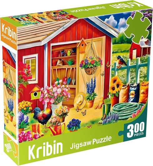 300 Piece Jigsaw Puzzle - Vibrant Farm Garden Cottage for Adults and Kids