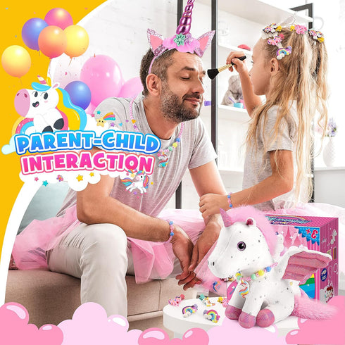 21-Piece Set 3-8 Unicorn Gift for Girls Ages | Soft Plush Stuffed Animals & Dress-Up Accessories Bundle | Idea Birthday