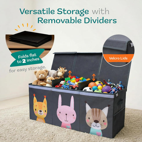 37"x16"x14" SoftOwl Extra Large Toy Storage Organizer with Lid - Sturdy, Collapsible Toy Chest Storage Box with Cute