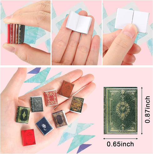 200 Pcs 1:12 Scale Miniatures Dollhouse Books, Tiny Accessories for Library Decorations and DIY Projects