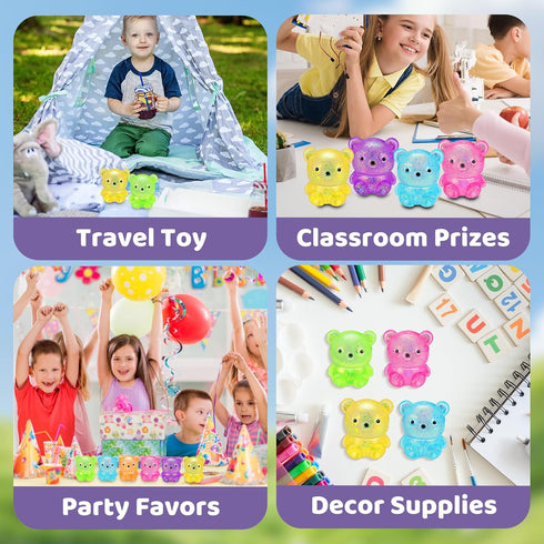 VESPRO 24 Pack Gummy Bear Stress Squishy BallFidget Taba Squishy Toys for Kids Sugar Filled Stress Cube, Bear Toys