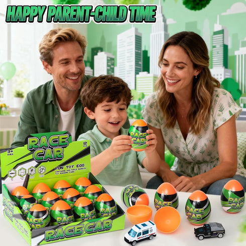 Cleboen Set 12 Pack City Car and Truck Surprise Egg for Kids, Blind Eggs with Alloy Car Toys Inside, Ideal Gift