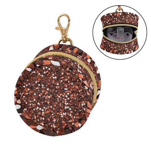 PYBUG Glitter Round Pacifier Storage Case, Polyester & TPU Lined with Hook Buckle, Pacifier Container Box for Baby