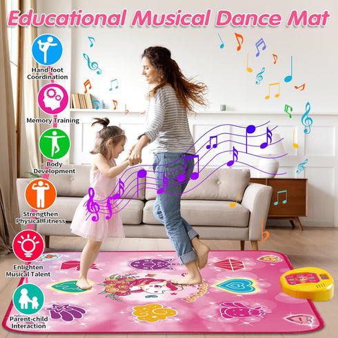 Unicorn Dance Mat for Girls 3-12 Years, LED Lights, Built-in Music, 6 Game Modes, Christmas Birthday Gift