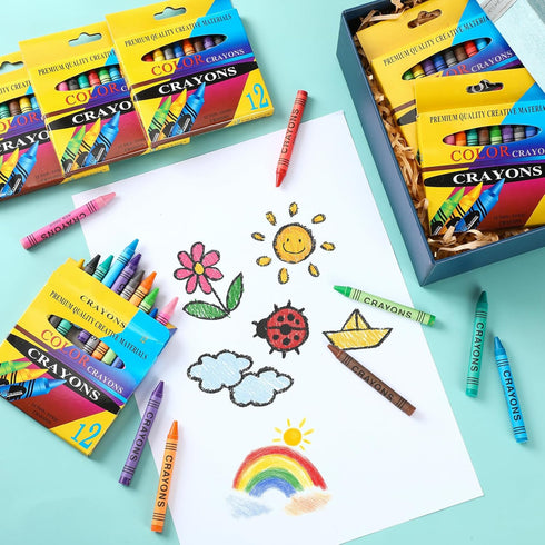 Fullhawl 48 12 Pack Boxes of Colored Crayons Bulk Christmas Gift Crayons Bulk Individual School Supplies Wholesale