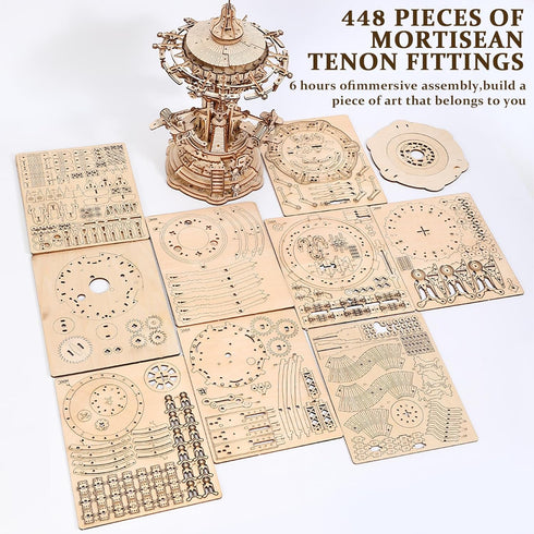 Wtufaelk 3D Wooden Puzzles for Adults Mechanical Music Box - Sky City Rotating Model Building Kits | Wood Puzzle DIY