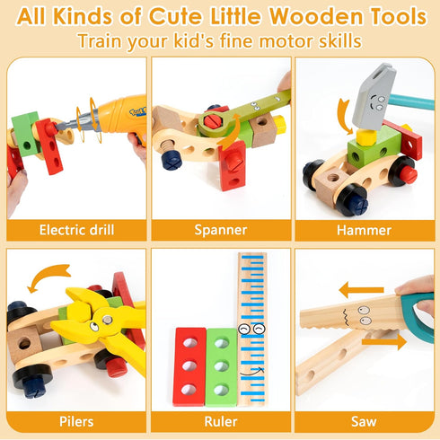 Set Set 3-5 KIDWILL Kids Tool with Electric Drill & DIY Stickers, Toddler Tool for Kids Ages Year Old Boys Girls