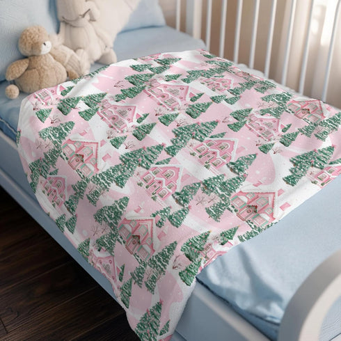 SqtmuHLuo 60x80inch Pink Christmas Tree Baby Blanket for Boys Girls Gender Christmas Tree Holiday Neutral Newborn
