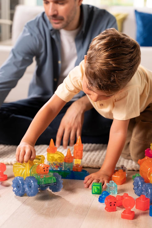 Set 30 2+ Jelly Blox Construction Dump Truck | Pieces | Toddler & Preschool Building Blocks Kids Can Squeeze, Stretch
