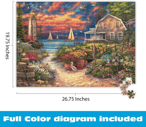 1000 Buffalo Games Chuck Pinson Peace After the Storm Piece Jigsaw Puzzle for Adults Coastal Lighthouse Scene
