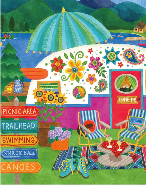 Ceaco 5 in 1 Multipack Happy Camper, (2) 300 Piece, (2) 500 Piece, (1) 750 Piece Jigsaw Puzzles
