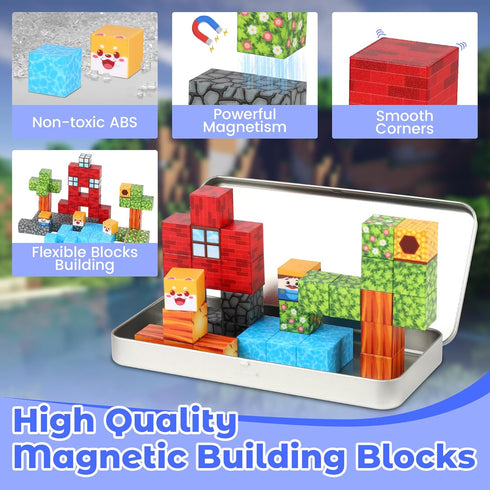 Set, 35PCS 3-5 4-8, SYSKENI Mini Magnetic Blocks Travel Magnetic Blocks Travel Toys for Kids Ages Portable Magnet Cubes