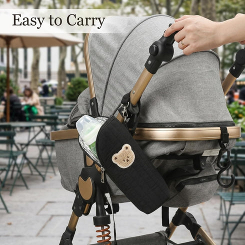 Sgqtqybk 1 Insulated Baby Bottle Bag with Adorable Bear Embroidery - Breastmilk Cooler Travel Bag for On-the-Go