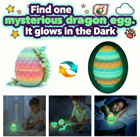VivaNova 12 Pack 3D Printed Easter Dragon Eggs, Prefilled Easter Eggs with Articulated Mini Dragons Inside, Easter Egg