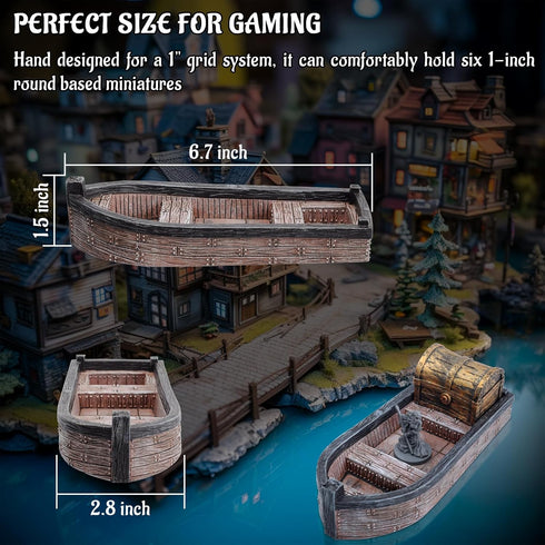 28mm CZYY DND Skiff Miniature Hand-Painted Resin Medieval Row Boat Fantasy Tabletop RPG Scatter Terrain for Wargames
