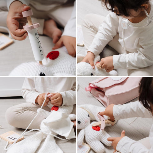 Set 3-5 Wooden Doctor Play for Toddlers - A Complete Durable Pretend Play Medical Kit for Kids with Realistic