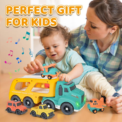 1-3,2-4,3-5 1-7 Car Carrier Toy Truck Light&Sound, Truck & Car Toys for Toddlers Years Old Boys Girls,Christmas