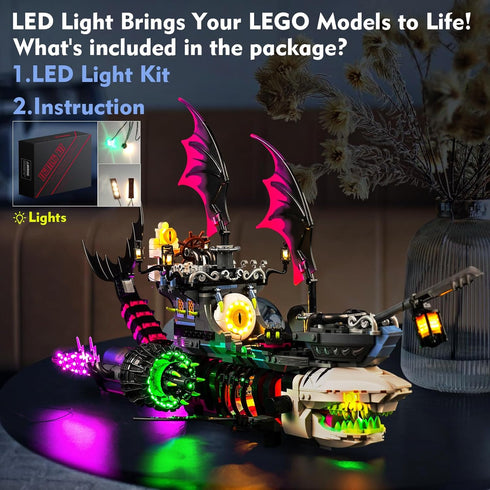 LED Light Kit for Lego DREAMZzz Nightmare Shark Ship 71469, Upgraded Creative Lighting Set (Lights Only)