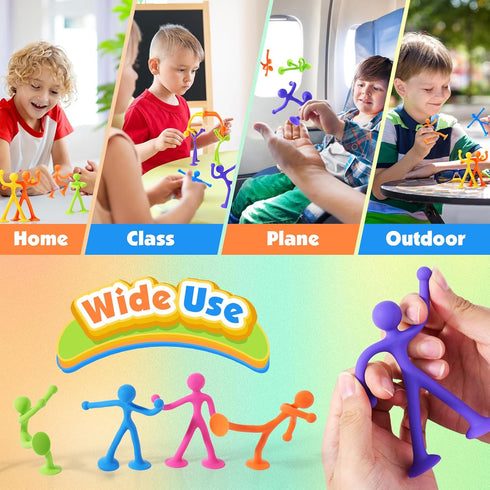 12 Pack LESONG Quiet Fidget Toys for Kids: Bendable Sensory Toys with Suction Cups - Fidget Toys for Autism ADHD