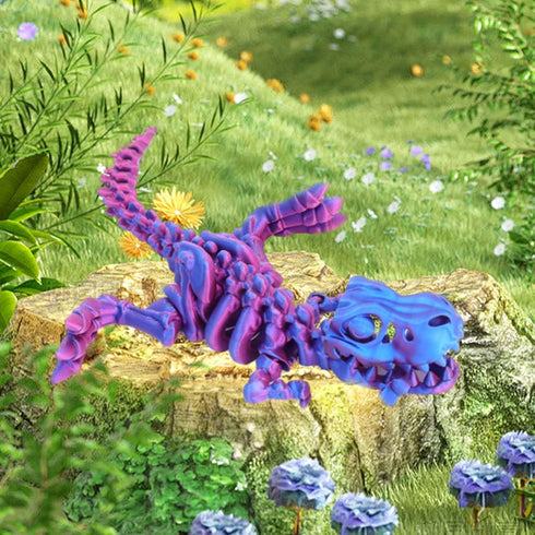 FunisFun 3D Printed Dragon with Articulated Bones - 3D Printed Dinosaur Fidget Toy Decor for Stress Relief