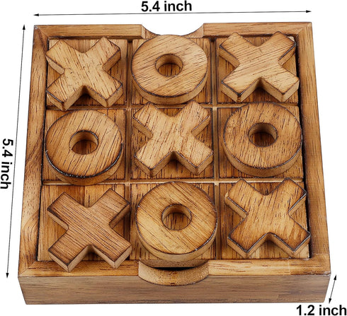 Glintoper Tic Tac Toe & Tumble Tower Blocks Game Set - Classic Wood Stacking & XOXO Strategy Game for Kids