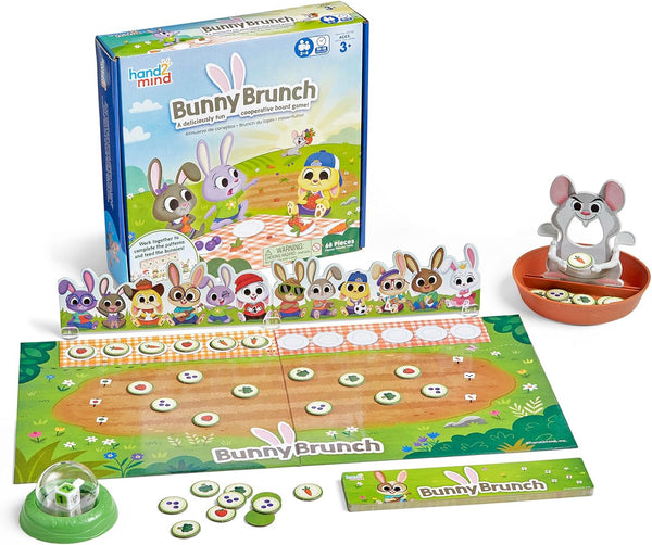 hand2mind Bunny Brunch Board Game - Cooperative Math Game for Kids, Educational Counting Game, Easter Toys