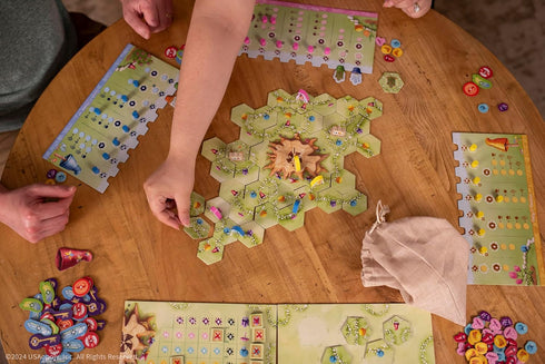 Ammon 12+, 2-4 45+ Gnome Hollow Board Game, Thematic Gnome and Garden Tile Laying & Worker Placement Strategy Game