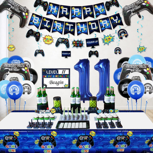 Video Game Party Decorations - 11th Birthday Decorations for Boys, HAPPY BIRTHDAY Banner, Video Game Balloons, Gaming