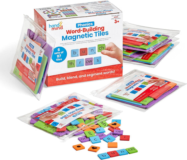 hand2mind Phonics Word-Building Magnetic Letter Tiles, Set of 6 for Kindergarten Letter Recognition and Phonemic