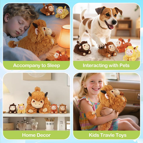 0 1 2 3 4 5 6 7 8+ Mommy 4 Set, KMUYSL Highland Cow Stuffed Animal for Girls Ages Years Old, Cow Animals Plush Toys