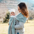 100% Ring Sling Baby Carrier - USA Lab Tested, Natural Cotton Muslin, Breathable & Ergonomic Ring Sling Grey Turquoise