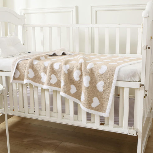 30 40 BOBOYOYO Plush Baby Blankets for Newborn Girls Boys Heart Soft Fuzzy Warm Swaddle Receiving Blanket x Polyester