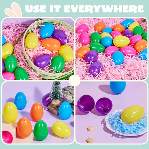 3.15" 100PCS JOYIN Easter Eggs, Large Fillable Plastic Eggs Empty Colorful Bright Eggshells with Hinge for Easter Hunt