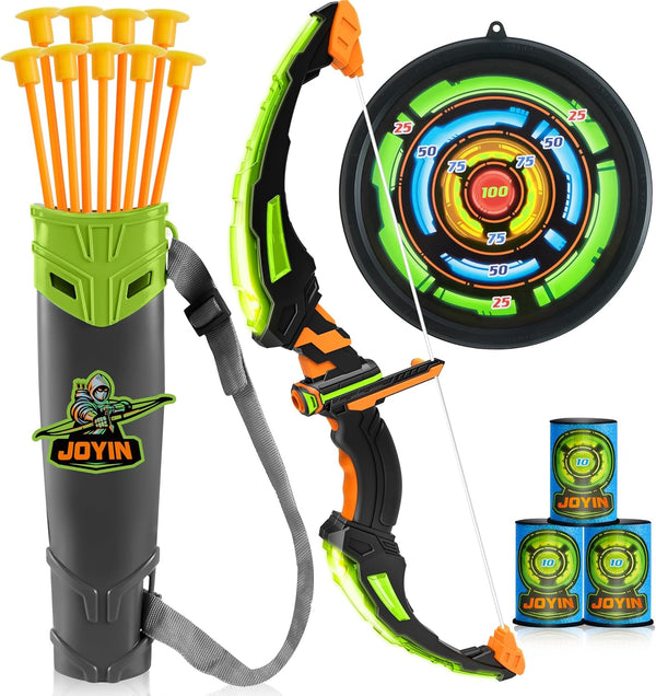 JOYIN Kids Bow and Arrow Set with LED Flash Lights, Outdoor Archery