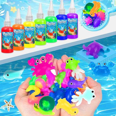 20 20 3D Set CL FUN Magic Gel Water Toy Elf: Aqua Squishy Maker DIY Gels with Fairy Animal Mold Kits - Handmade Magical