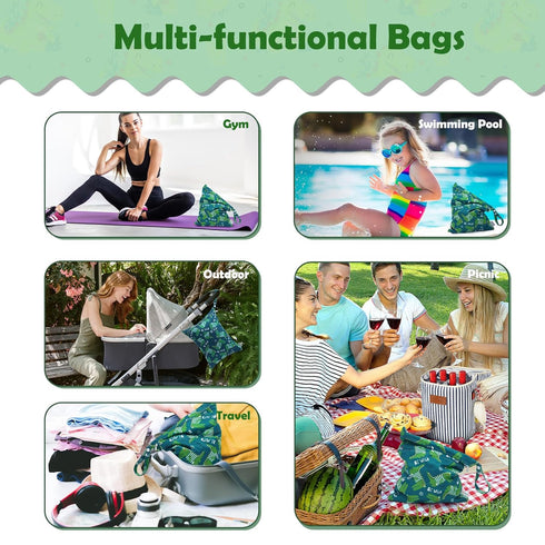 3pcs 3L-ZM16A ALVABABY Cloth Diaper Wet Dry Bags Waterproof Reusable with Two Zippered Pockets Travel Beach Pool