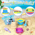 2 Packs Collapsible Beach Buckets for Kids, Foldable Sand Buckets and Shovels with Mesh Beach Bag, Silicone Sand Pails