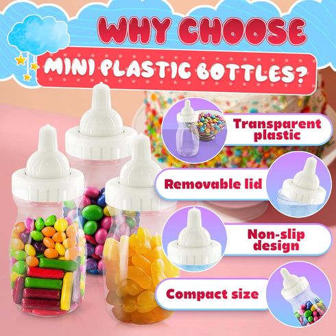 24 Pcs Small Bottles for Mom to Be Party Clear Fillable Milk-Shaped Containers for Candy, Figurines, Coins, Trinkets