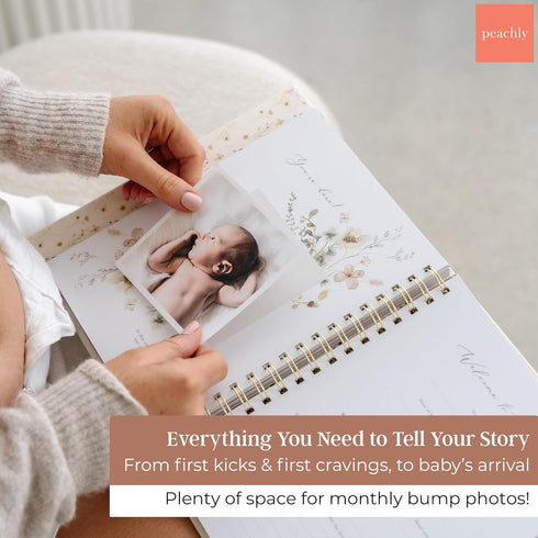 Peachly Pregnancy Journal - Linen Pregnancy Book to Capture Every Milestone - Pregnancy Must Haves - Baby Book Keepsake