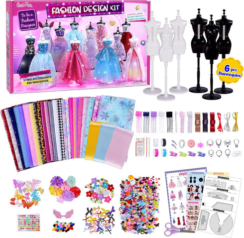 ONE TO FOUR 800+Pcs Fashion Designer Kits for Girls with 6 Mannequins
